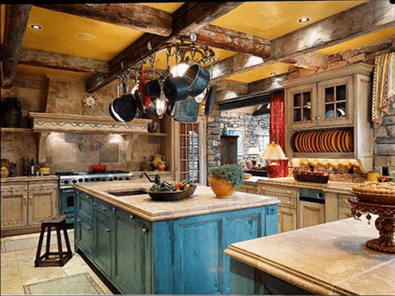 modern log cabin kitchen